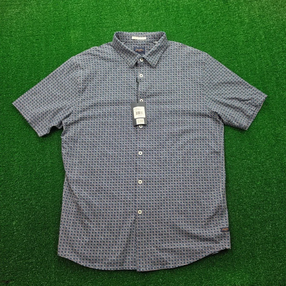 The Good Man Brand Sky Captain Shirt Mens Medium Blue Micro Square Button Up NWT